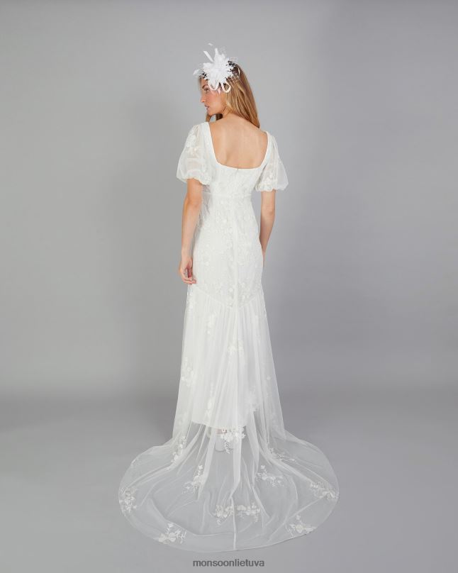 Monsoon violetine puošyba nuotakos maxi suknelė moterys dramblio kaulo apranga DPXBJ398