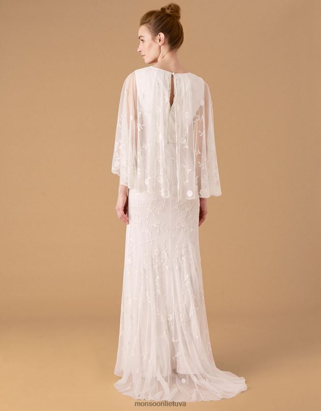 Monsoon zoey gėlėta pelerina nuotakos suknelė moterys dramblio kaulo apranga DPXBJ1150