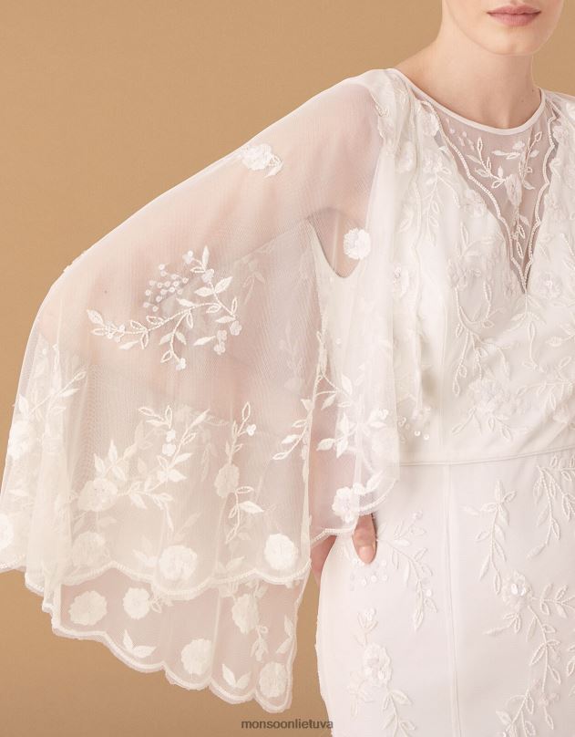 Monsoon zoey gėlėta pelerina nuotakos suknelė moterys dramblio kaulo apranga DPXBJ1150