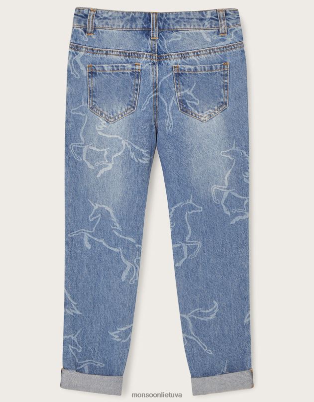 Monsoon vienaragio rašto džinsai mergina mėlyna apranga DPXBJ1740
