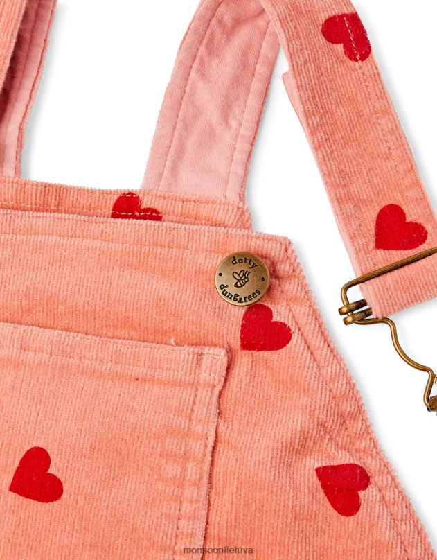 Monsoon taškuotas dungarees širdies atspaudas dungarees vaikai rožinis apranga DPXBJ1780