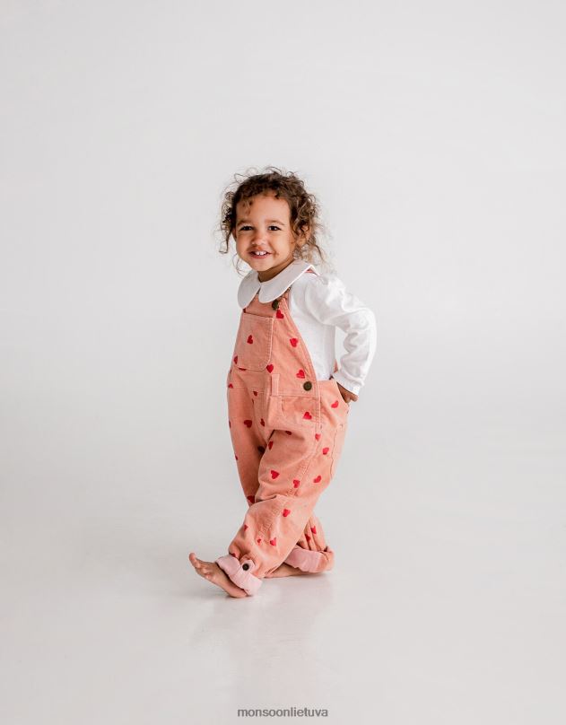 Monsoon taškuotas dungarees širdies atspaudas dungarees vaikai rožinis apranga DPXBJ1780