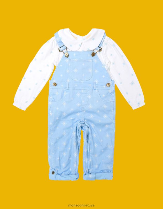 Monsoon taškuotas dungarees snaigių spausdinimas dungarees vaikai mėlyna apranga DPXBJ1909