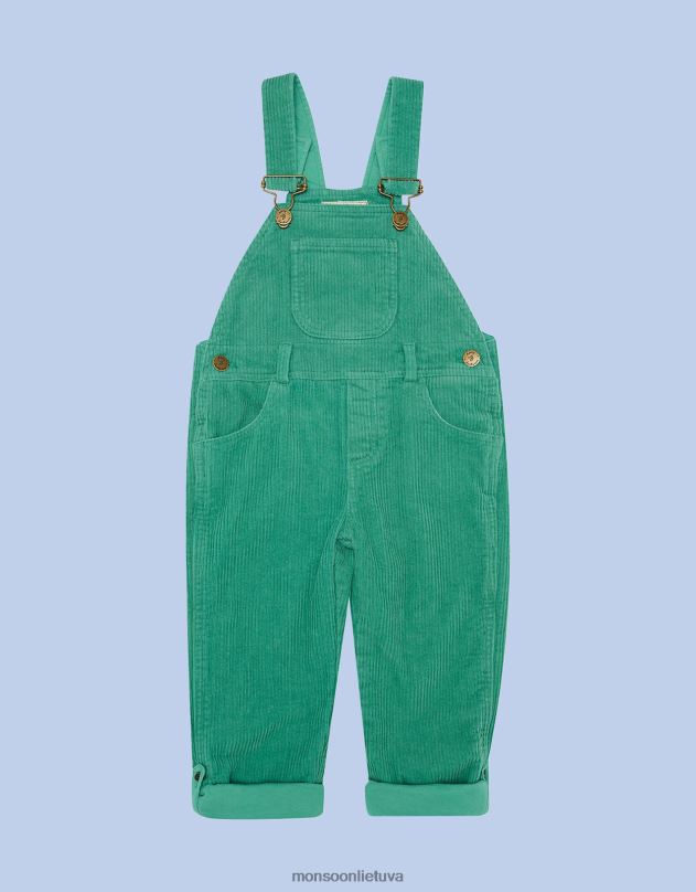 Monsoon taškuotas dungarees velvetas dungarees vaikai žalias apranga DPXBJ1873
