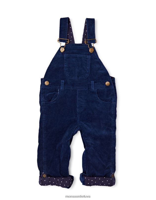 Monsoon taškuotas dungarees velvetas dungarees vaikai mėlyna (navy) apranga DPXBJ1844