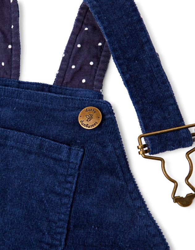 Monsoon taškuotas dungarees velvetas dungarees vaikai mėlyna (navy) apranga DPXBJ1844