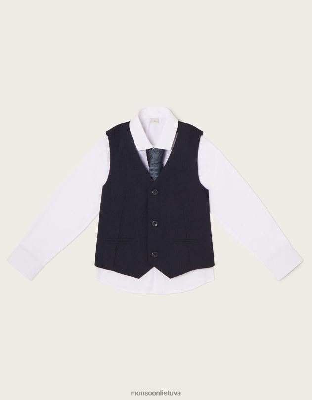 Monsoon Callum 3 dalių liemenės ir marškinių komplektas berniukas mėlyna (navy) apranga DPXBJ2265