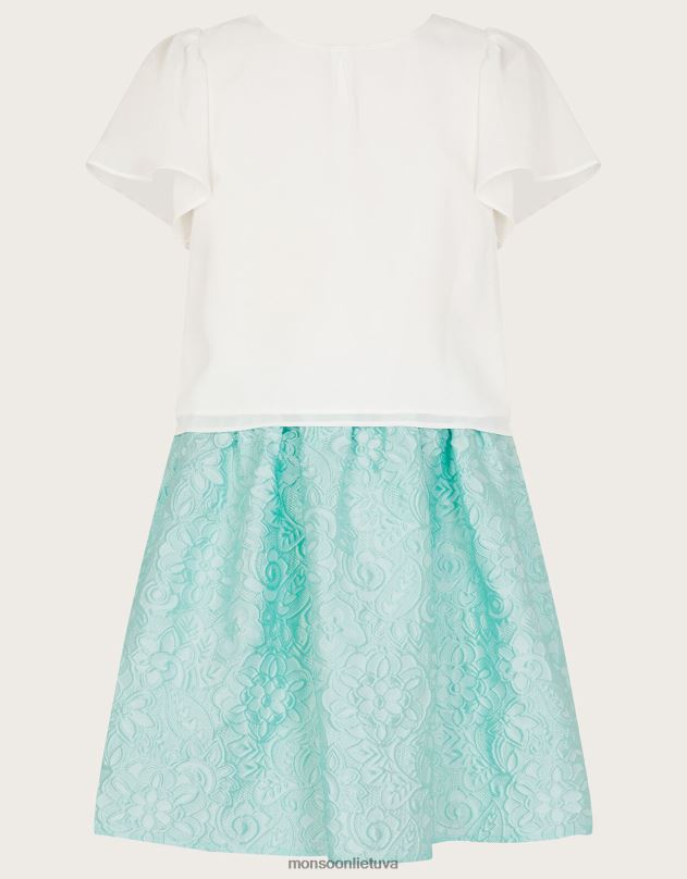 Monsoon žakardo sijonas ir plaukiojantis viršutinių drabužių komplektas mergina žalias apranga DPXBJ1786