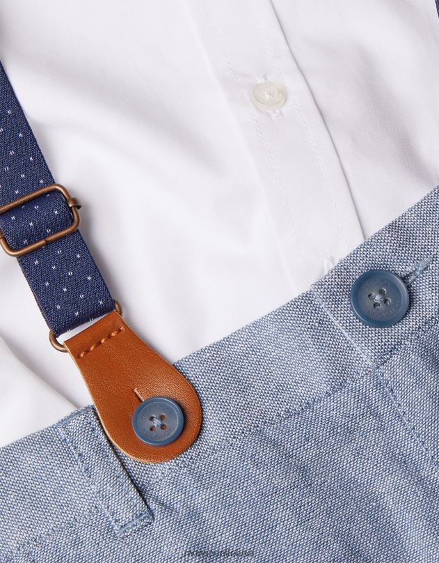 Monsoon nathan trijų dalių petnešų ir šortų komplektas berniukas mėlyna apranga DPXBJ2256