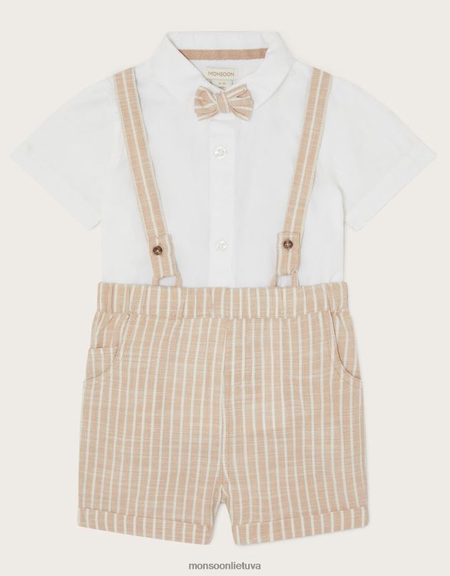 Monsoon naujagimio sammy stripe petnešos trumpas rinkinys vaikai natūralus (akmuo) apranga DPXBJ2284