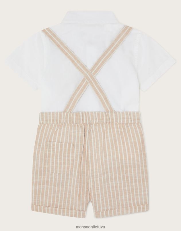 Monsoon naujagimio sammy stripe petnešos trumpas rinkinys vaikai natūralus (akmuo) apranga DPXBJ2284