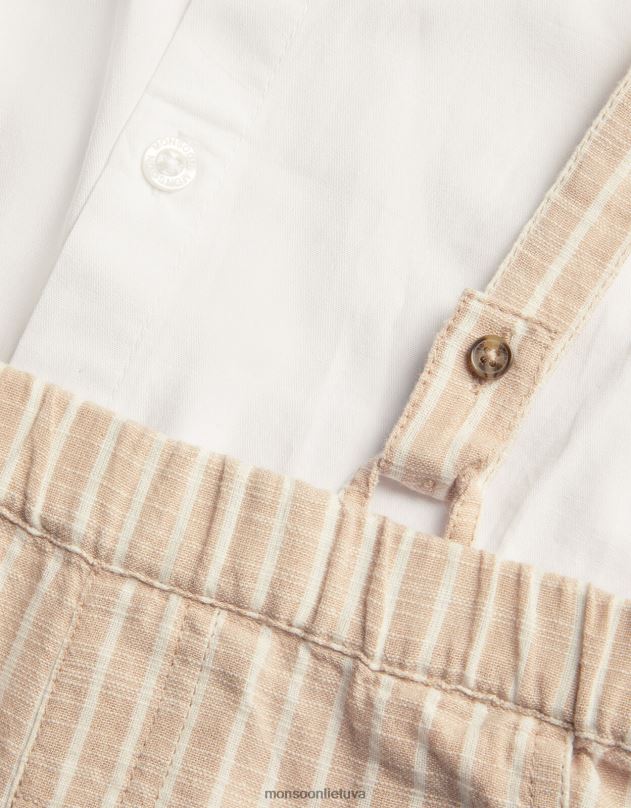 Monsoon naujagimio sammy stripe petnešos trumpas rinkinys vaikai natūralus (akmuo) apranga DPXBJ2284