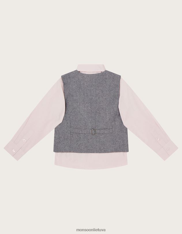 Monsoon trijų dalių liemenės ir marškinių komplektas berniukas pilka apranga DPXBJ2263