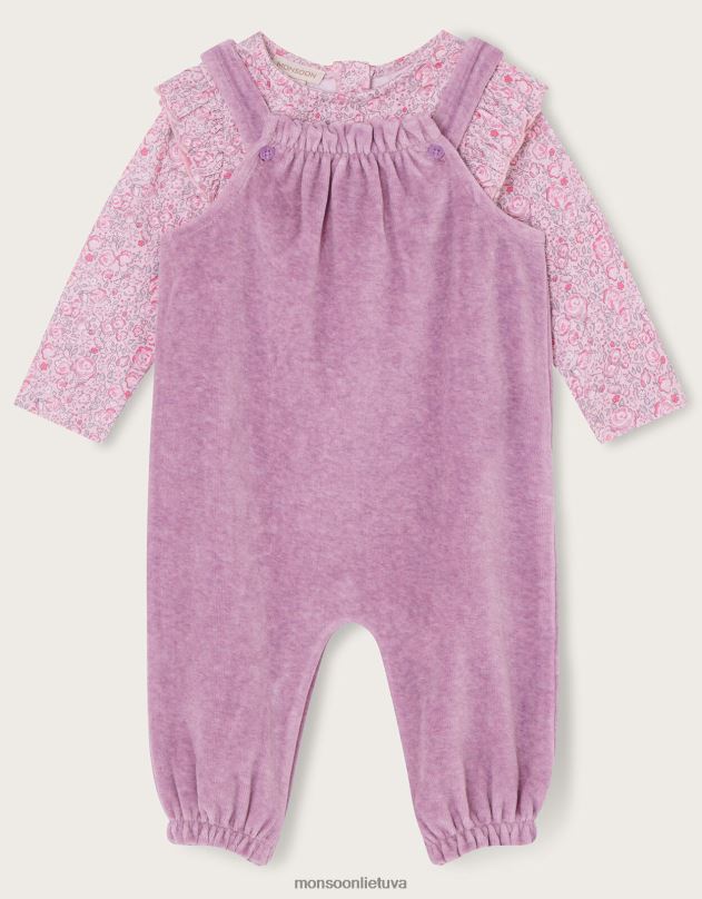 Monsoon veliūrinio šliaužtinukų rinkinys naujagimiui vaikai violetinė (alyvinė) apranga DPXBJ2091