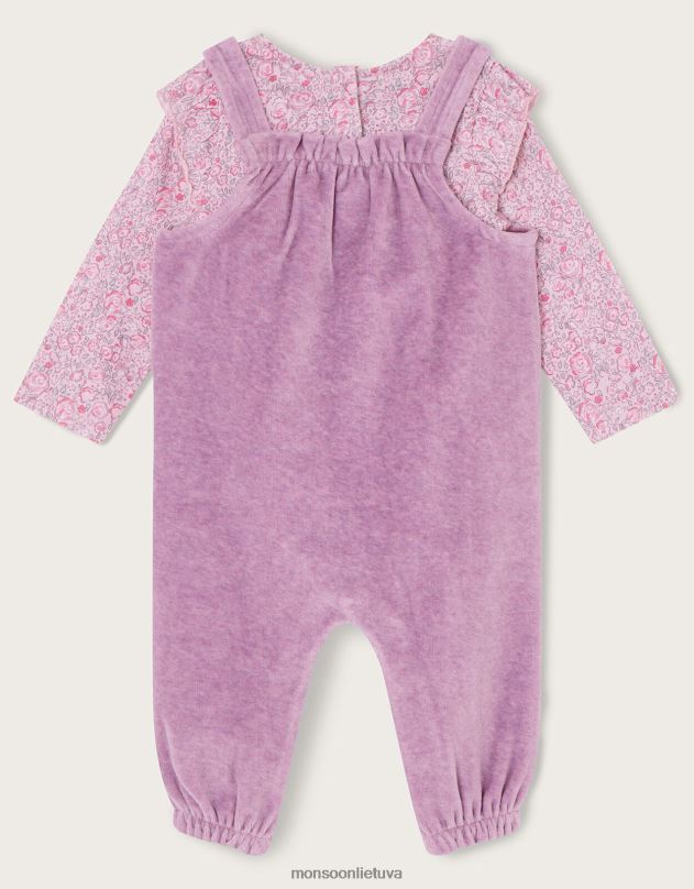 Monsoon veliūrinio šliaužtinukų rinkinys naujagimiui vaikai violetinė (alyvinė) apranga DPXBJ2091