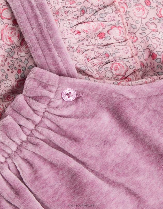 Monsoon veliūrinio šliaužtinukų rinkinys naujagimiui vaikai violetinė (alyvinė) apranga DPXBJ2091