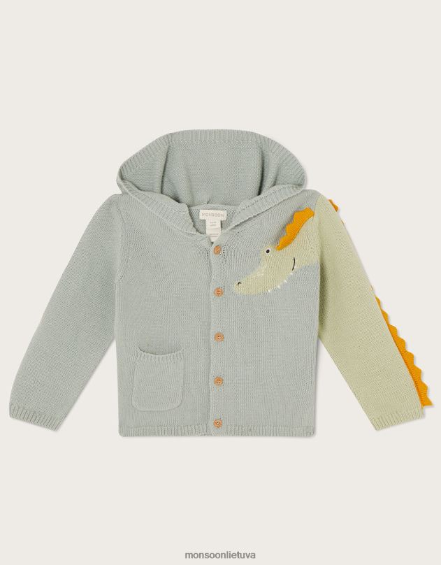 Monsoon naujagimio krokodilo kardiganas su gobtuvu vaikai žalias apranga DPXBJ2283
