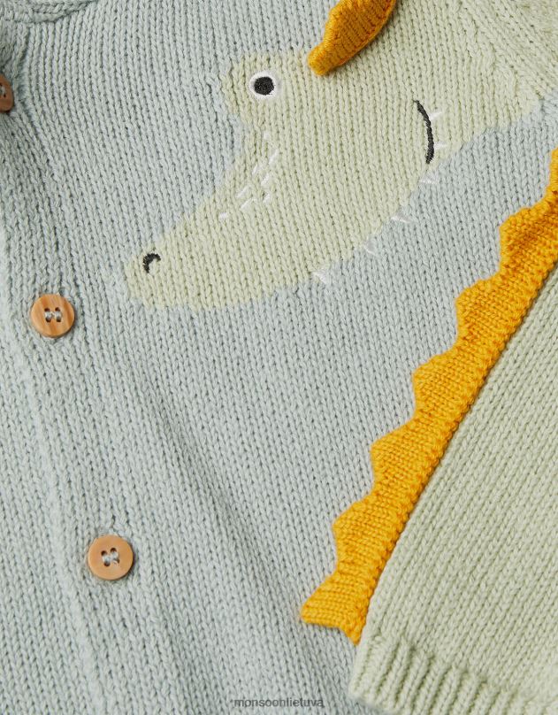 Monsoon naujagimio krokodilo kardiganas su gobtuvu vaikai žalias apranga DPXBJ2283