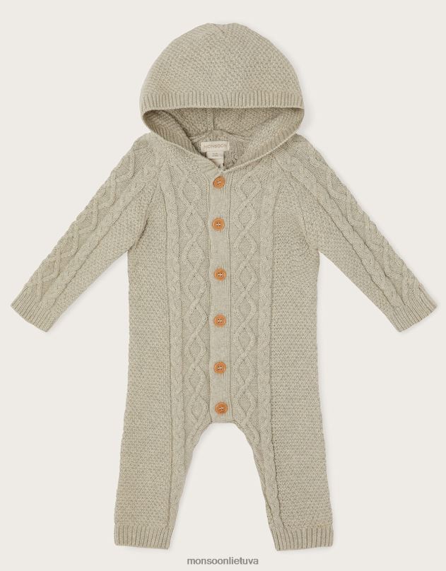 Monsoon naujagimio kabelio megztas viskas viename vaikai pilka apranga DPXBJ2216