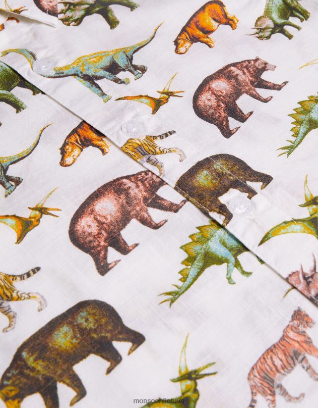Monsoon Safari dinozaurų rašto marškinėliai berniukas dramblio kaulo apranga DPXBJ2282