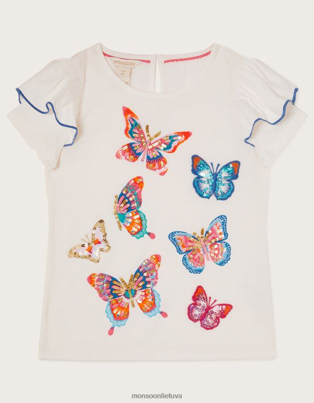 Monsoon blizgučiais puošta drugelio viršūnėlė mergina dramblio kaulo apranga DPXBJ1811