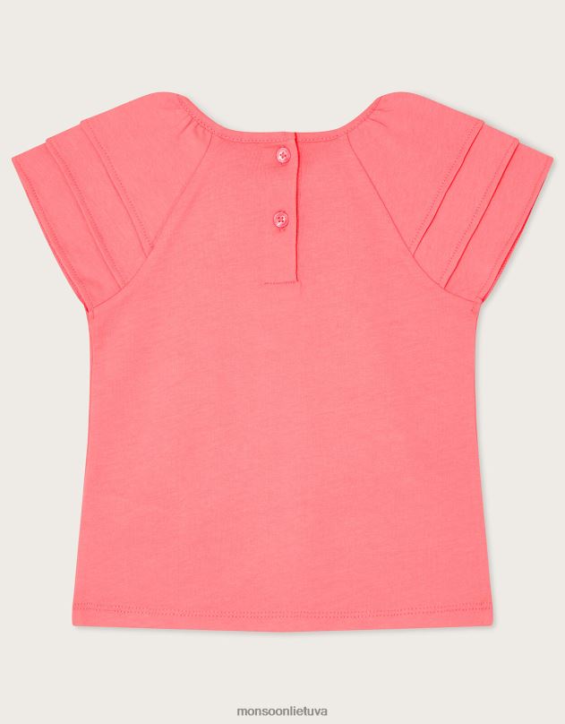 Monsoon kūdikių gėlių liūto marškinėliai mergina apelsinas (koralas) apranga DPXBJ2149