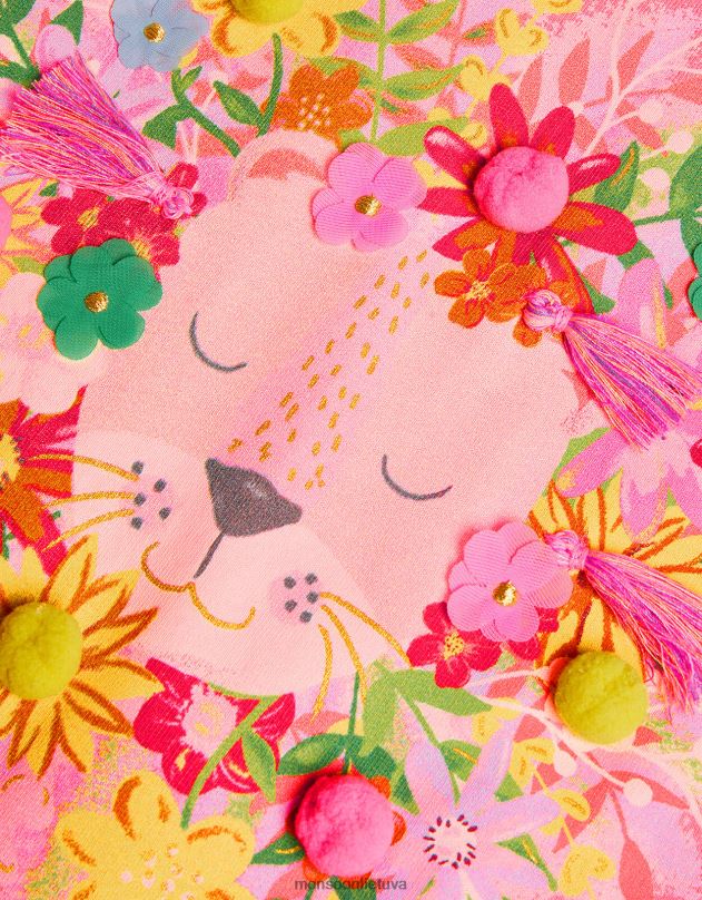 Monsoon kūdikių gėlių liūto marškinėliai mergina apelsinas (koralas) apranga DPXBJ2149