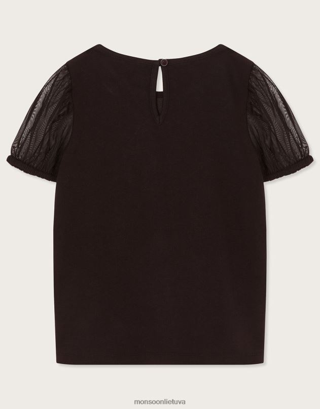 Monsoon katės marškinėliai mergina juodas apranga DPXBJ1721