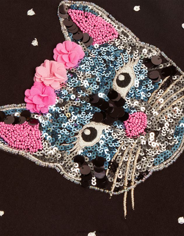 Monsoon katės marškinėliai mergina juodas apranga DPXBJ1721