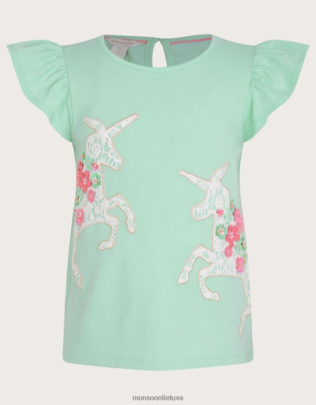 Monsoon nertas vienaragis viršus mergina žalias apranga DPXBJ1790