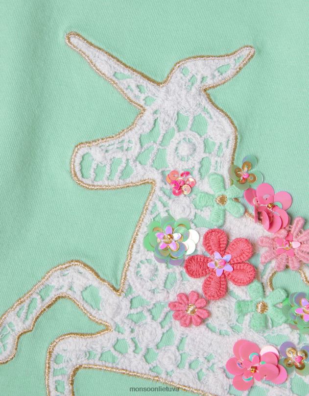 Monsoon nertas vienaragis viršus mergina žalias apranga DPXBJ1790