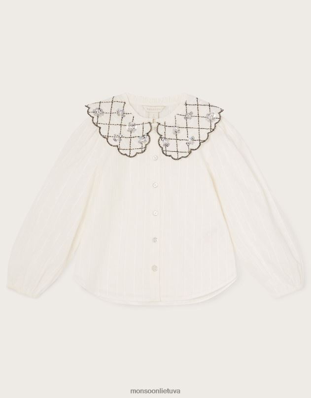 Monsoon palaidinė puošta apykakle mergina dramblio kaulo apranga DPXBJ1713