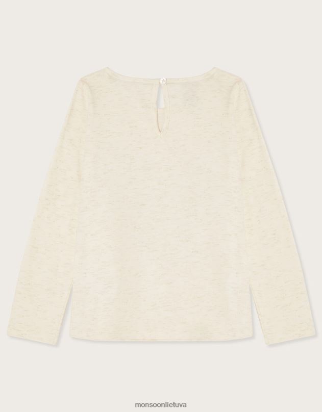 Monsoon voverės marškinėliai ilgomis rankovėmis mergina dramblio kaulo apranga DPXBJ1642