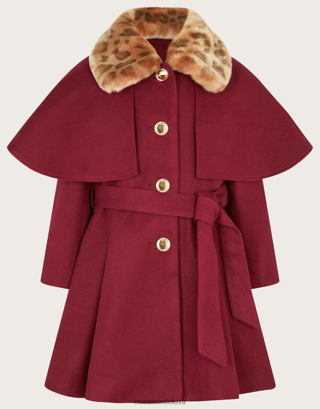 Monsoon Išmanus paltas su diržu mergina raudona (bordo) apranga DPXBJ1714