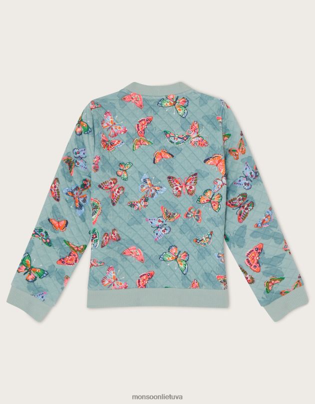 Monsoon dygsniuota bomber striukė su drugelių raštais vaikai mėlyna (vandens) apranga DPXBJ1935