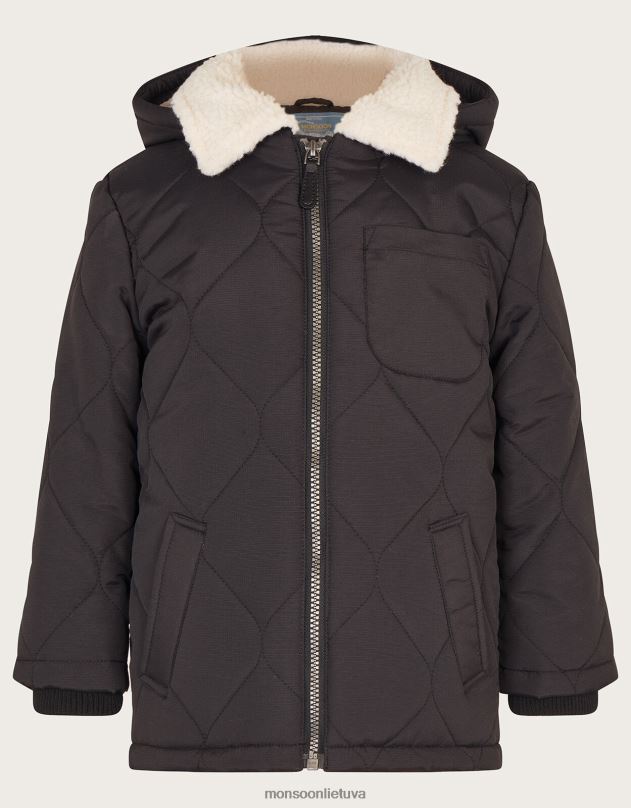 Monsoon dygsniuotas borgo paltas berniukas juodas apranga DPXBJ2230