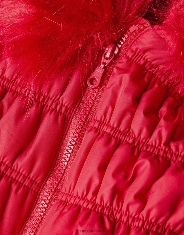Monsoon paminkštintas paltas mergina raudona apranga DPXBJ1697
