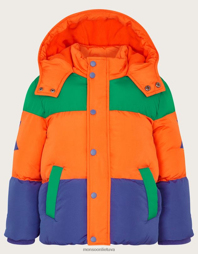 Monsoon spalvos blokinis pūkuotas paltas berniukas keli apranga DPXBJ2203