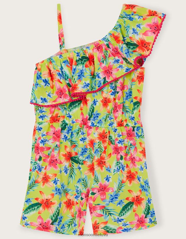 Monsoon atogrąžų kostiumas ant vieno peties mergina žalias (laimas) apranga DPXBJ1717