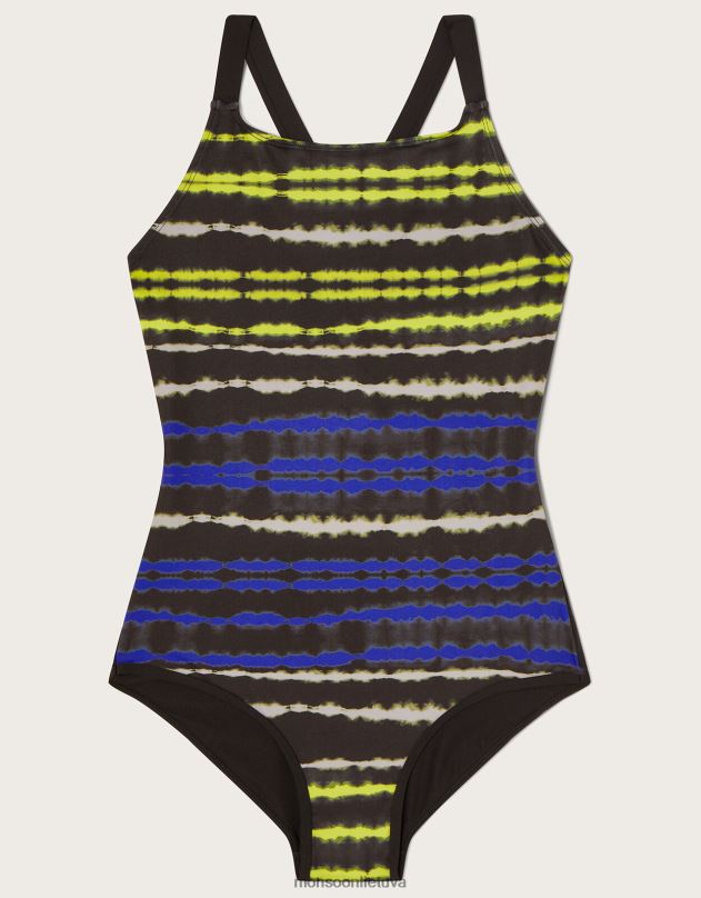 Monsoon elektrinis kaklaraištis dažomas maudymosi kostiumėlis mergina juodas apranga DPXBJ1676