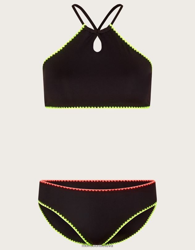 Monsoon iškirptas bikinio rinkinys mergina juodas apranga DPXBJ1895