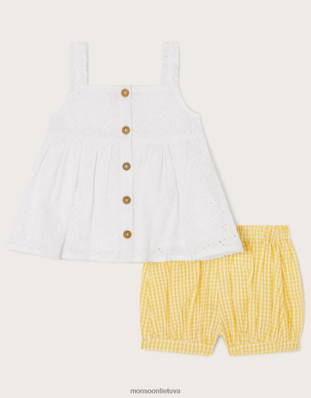 Monsoon kūdikių broderijos rinkinys mergina geltona apranga DPXBJ2174
