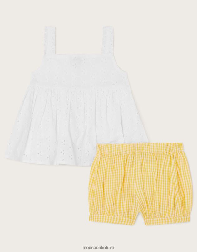 Monsoon kūdikių broderijos rinkinys mergina geltona apranga DPXBJ2174