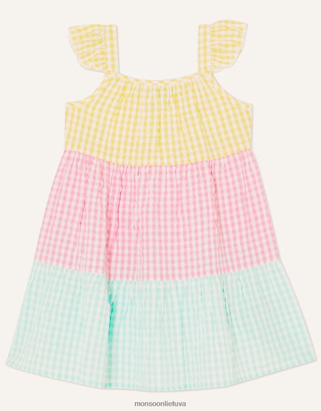 Monsoon kūdikio gingham spalvos blokinė suknelė vaikai keli apranga DPXBJ2160