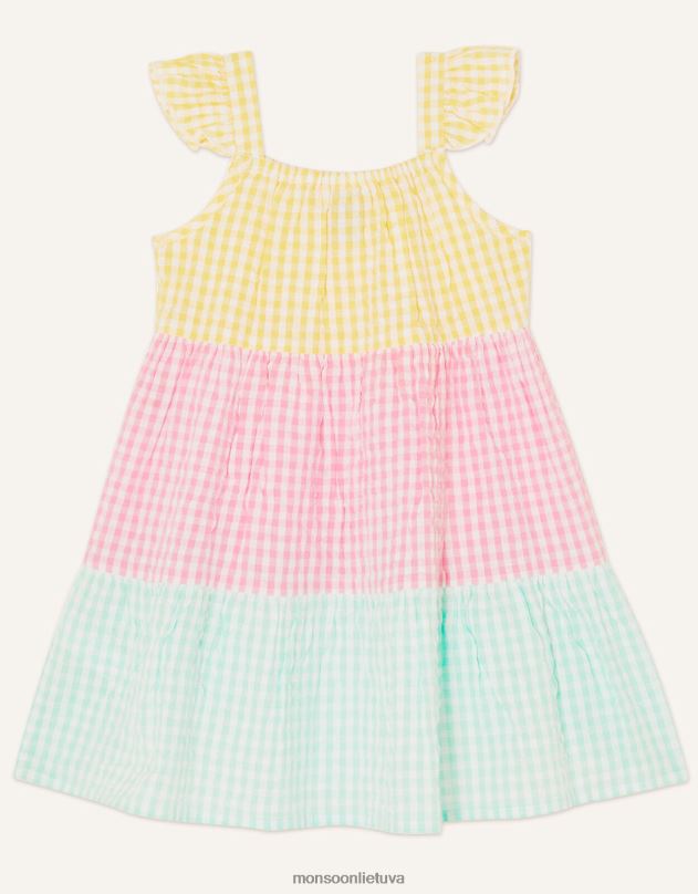 Monsoon kūdikio gingham spalvos blokinė suknelė vaikai keli apranga DPXBJ2160