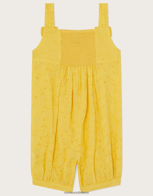 Monsoon mažylis drugelis broderie šliaužtinukas mergina geltona apranga DPXBJ2161