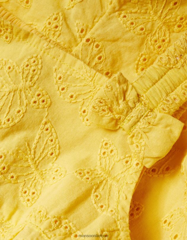 Monsoon mažylis drugelis broderie šliaužtinukas mergina geltona apranga DPXBJ2161