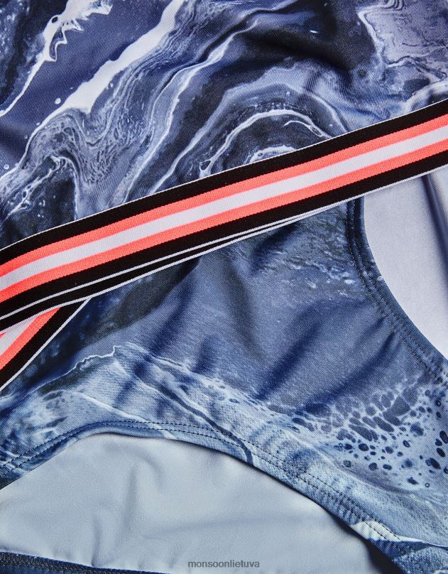 Monsoon marmurinis vieno peties bikinio rinkinys mergina juodas apranga DPXBJ1864