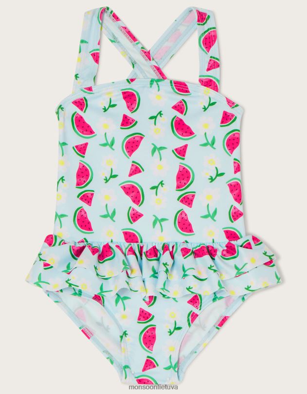 Monsoon maudymosi kostiumėlis su arbūziniu sijonu mergina mėlyna apranga DPXBJ2074