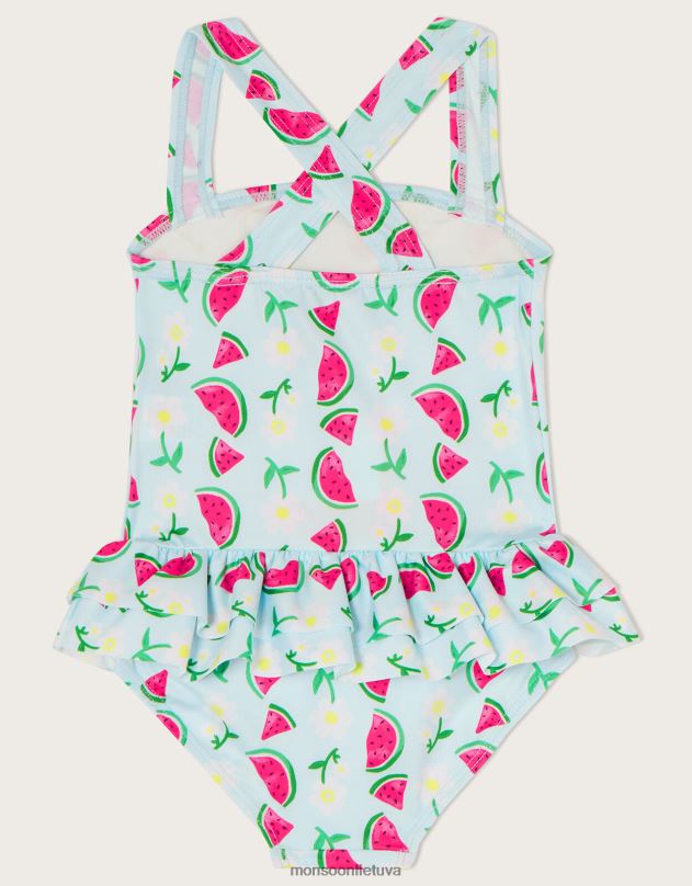 Monsoon maudymosi kostiumėlis su arbūziniu sijonu mergina mėlyna apranga DPXBJ2074